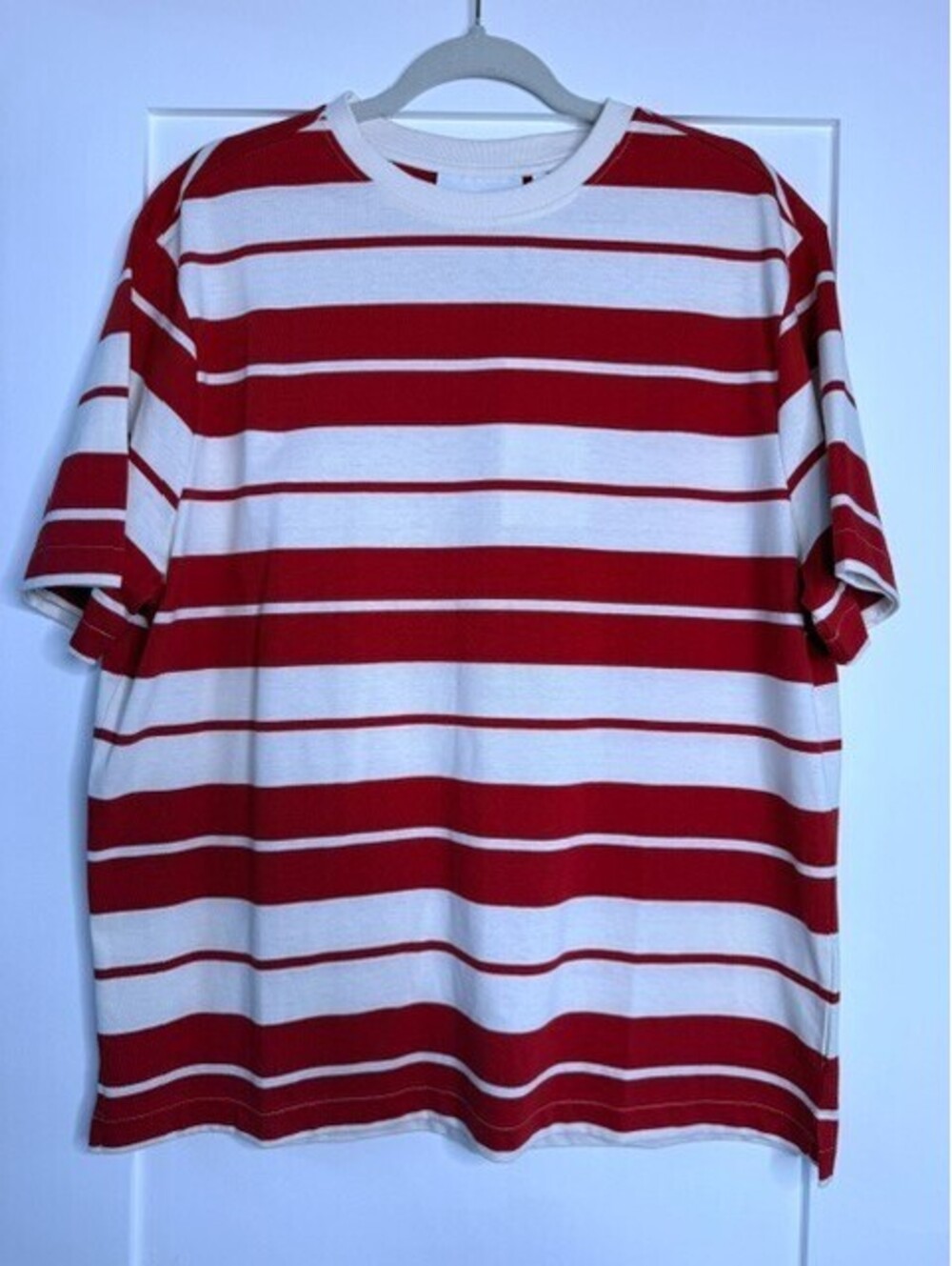 Plenum Studio T Shirt Men's Large Red White Striped Oversized Boxy Streetwear L